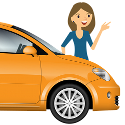 Cartoon woman with yellow car